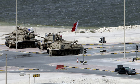 Bahraini army tanks on streets of Manama