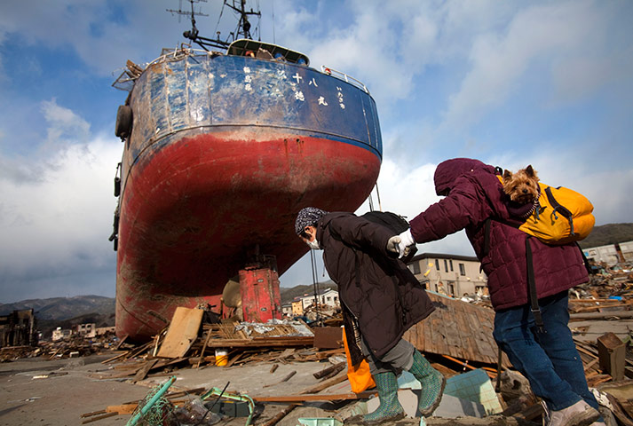 Japan aftermath: Ship that was washed away by the tsunami in Kesennuma