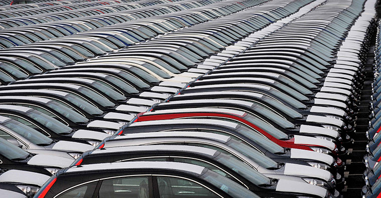 Week in Business: Honda cars parked in rows at docks in Southampton