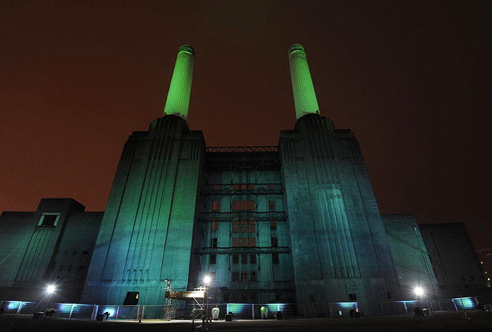 St Patricks Day: Battersea Power Station is lit green for St Patrick's Day celebrations