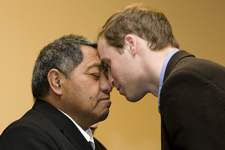 Prince William: Prince William receiving a traditional Maori greeting