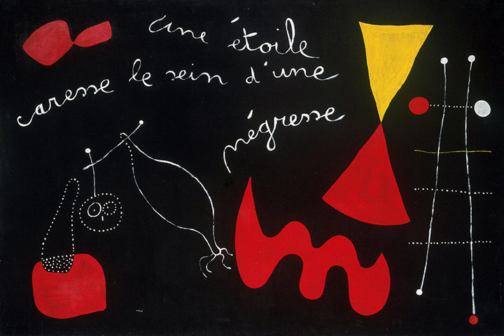 Joan Miró : A Star Caresses the Breast of a Negress (Painting Poem), 1938