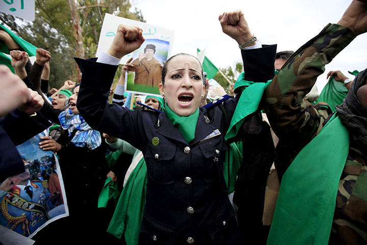 Conflict in Libya: A Libyan policewoman