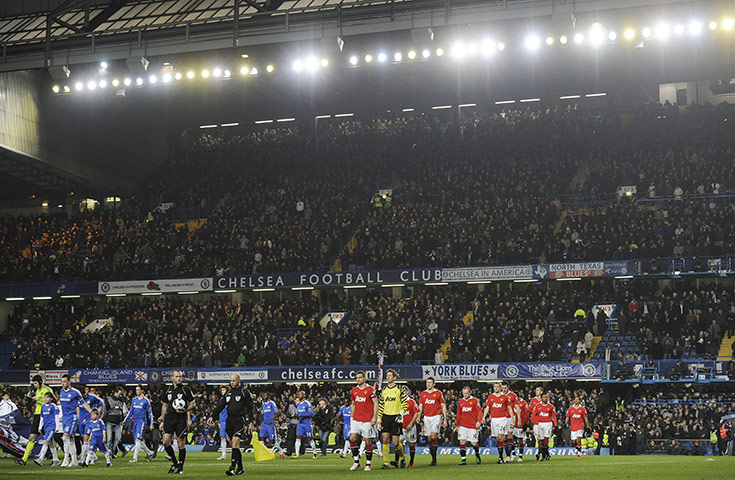 Chelsea v Man United: The two teams enter the fray infront of a crowd of 41,825