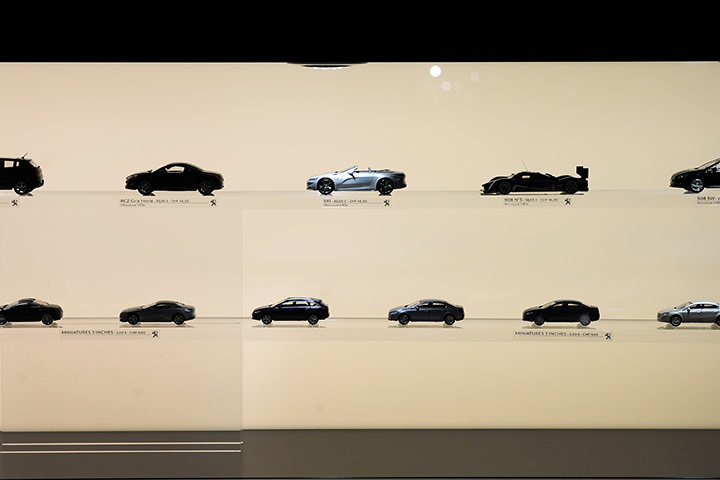 Geneva Motor Show: Scale model cars a displayed by Peugeot