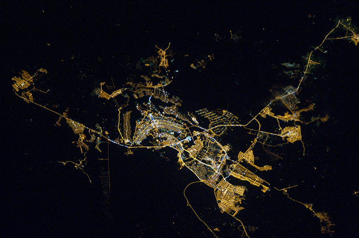 north korea at night from space. Whether seen at night or