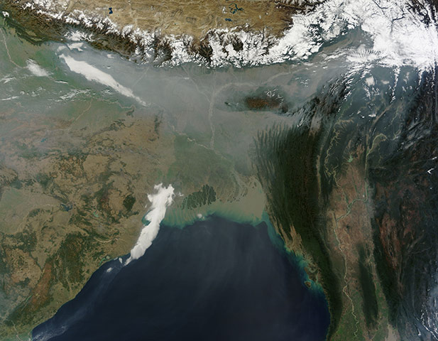 Satellite Eye on Earth: pollution over Northeast India and Bangladesh