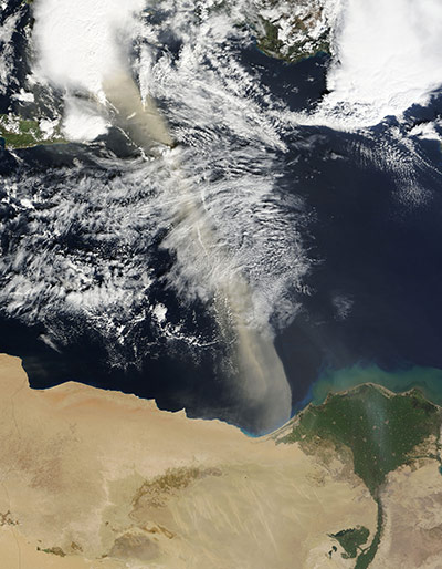 Satellite Eye on Earth: Dust storm across the Mediterranean Sea