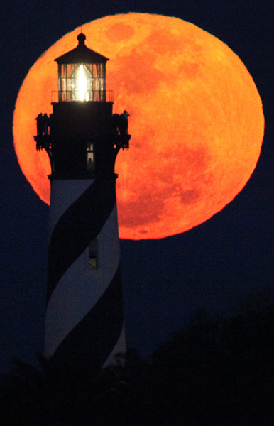 Super moon: From the top of the St Augustine Lighthouse in Florida