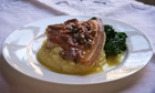 Pork chops with saut&eacute;ed cavolo nero, mashed potatoes and caper and anchovy oil recipe