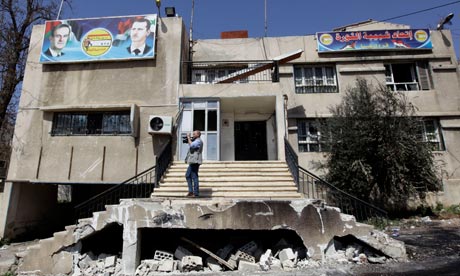 Dara'a revolution youth union branch destroyed by protesters