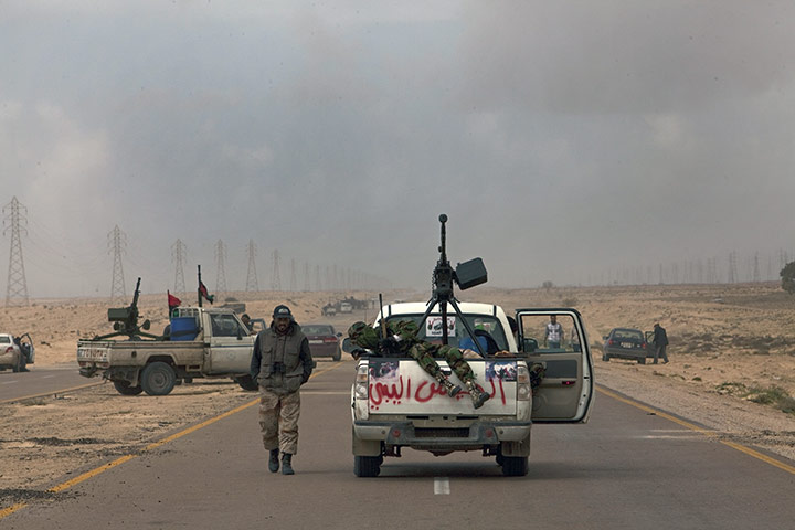 Sean Smith In Libya: 21 March: Rebel fighters on the frontline of the outskirts of Ajdabiya