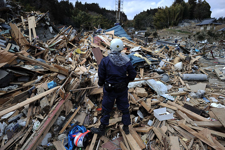 Japan aftermath: A rescue worker 