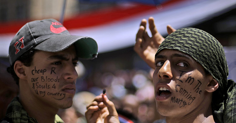 Yemen protests: anti-government protesters take part in a demonstration