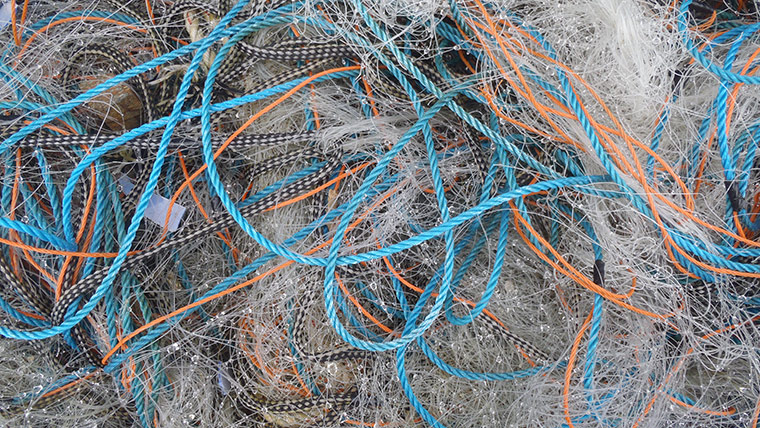mess: crate of ropes and fishing nets