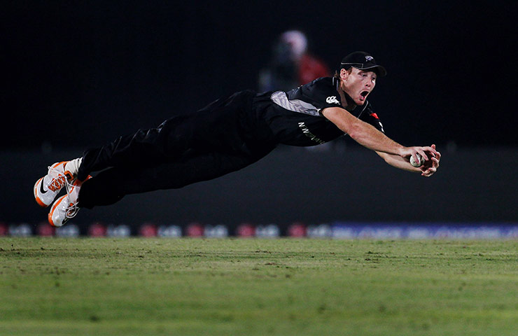 24 Hours: Martin Guptill of New Zealand dives to field the ball