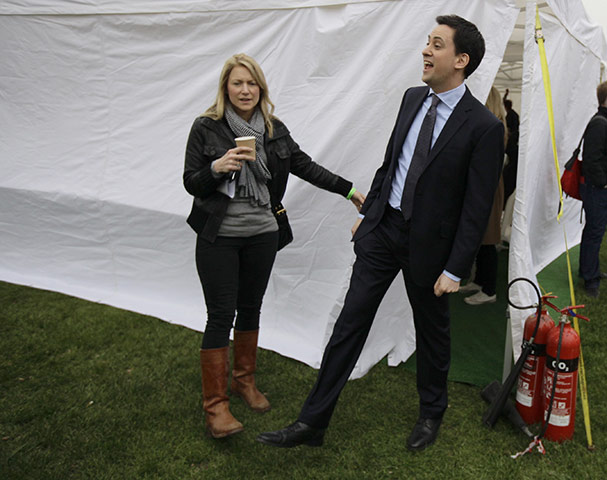 Protest against cuts: Ed Miliband arrives to address a rally in Hyde Park