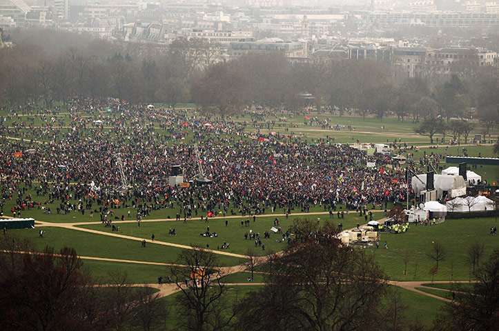 London Protest: A general view of a mass rally in Hyde Park