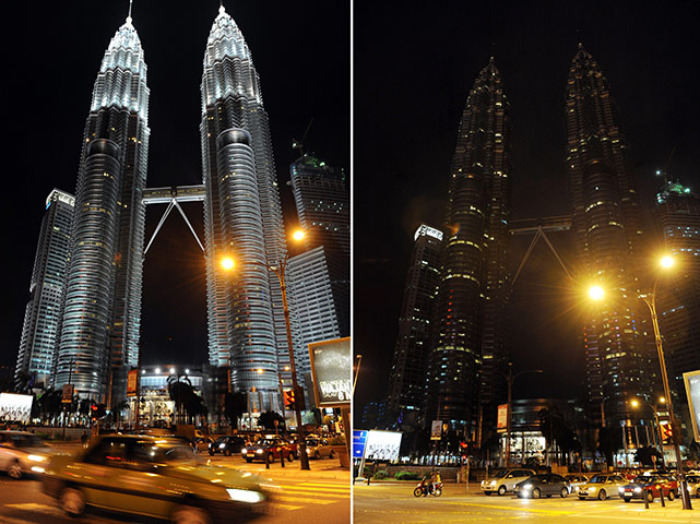 Earth Hour: This combination of images shows Malaysi
