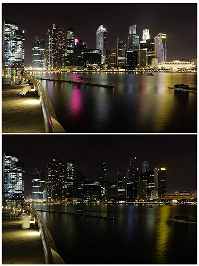 Earth Hour: skyscrapers of Singapore's central business district during Earth Hour 2011
