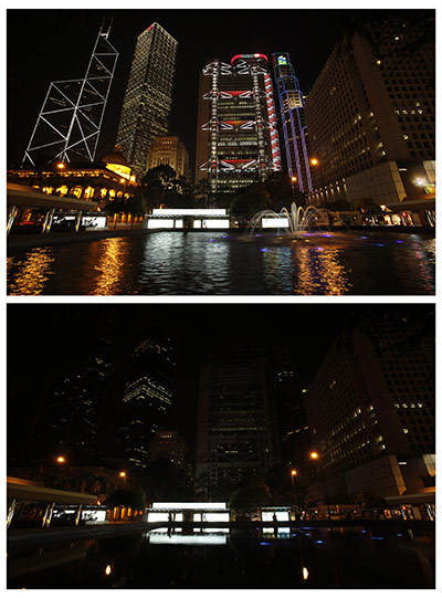 Earth Hour: Hong Kong's central financial district before and during Earth Hour