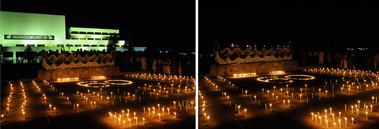 Earth Hour: Combination pictures show lights on and off