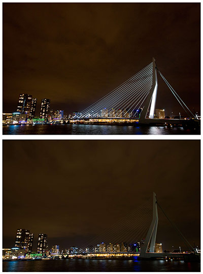Earth Hour: Combination pictures show the lights on and off