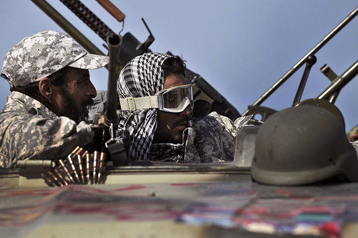 Eastern Libya: Libyan rebels on the outskirts of the town of Bin Jawad