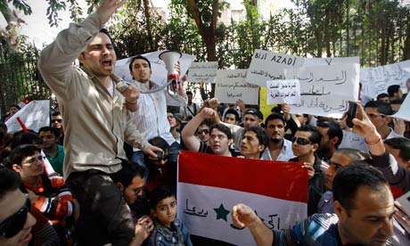 Syrian protesters in Cairo