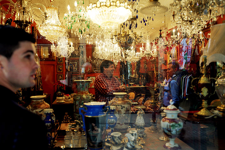 Graeme Robertson in Spain: An antiques shop in El Rastro de Madrid
