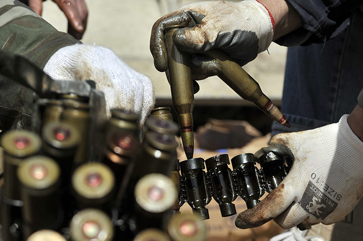 Conflict in Libya: Libyan rebels prepare high calibre ammunition