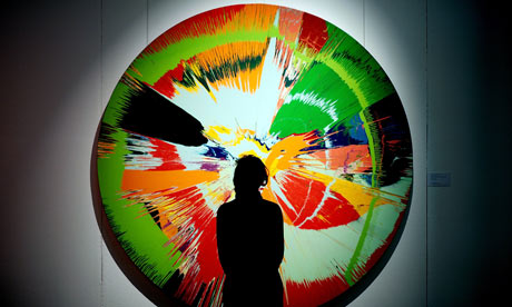 Hirst's 'Beautiful, Shattered, Mellow, Exploding, paint filled balloons painting