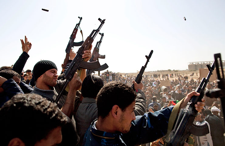 Libya Gallery: Libyan gunmen from the forces against Libyan leader Moammar Gadhafi