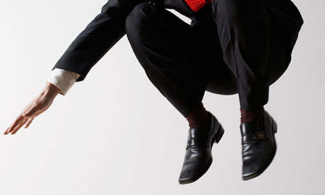 Businessman jumping