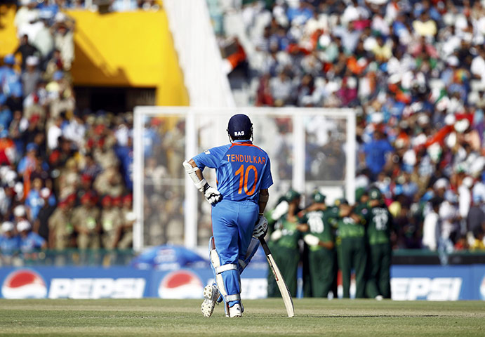 India v Pakistan: Gallery: India's Tendulkar waits