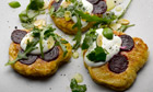 Yotam Ottolenghi's beetroot blinis, plus miso chicken with Asian slaw recipes