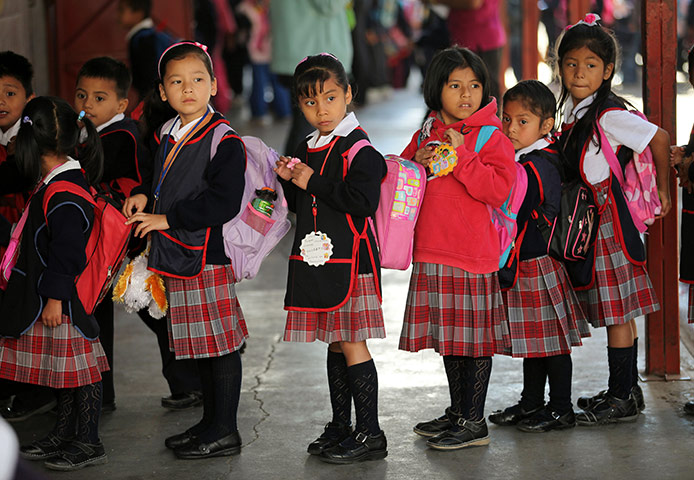 Guatemala Toybox Charity: Girls in  their smart uniform attend a primary school in the north of Guatemala City