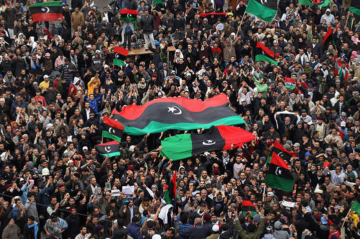 Libya protests: Libyan opposition supporters in Benghazi