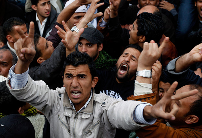 Libya protests: protesters shout anti-Gaddafi slogans