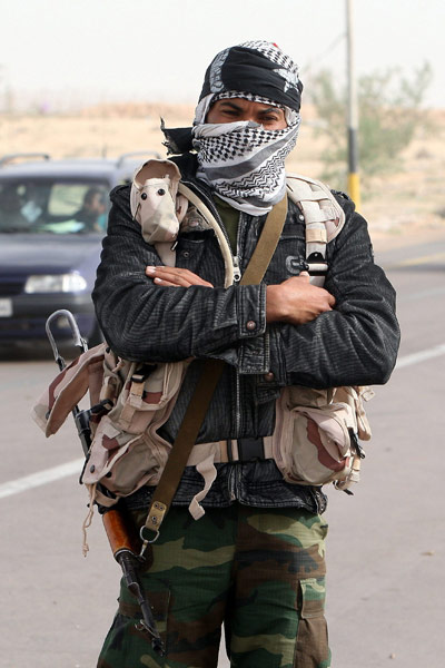 libya unrest continues: Libyan anti-government forces in Brega