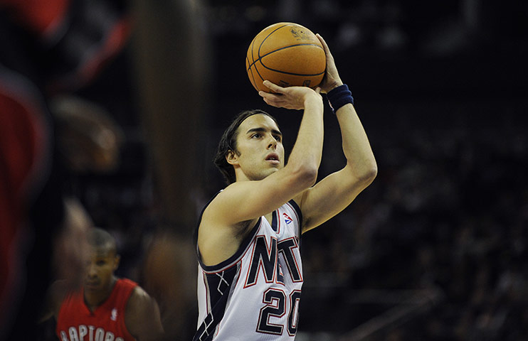 NBA: New Jersey guard Sasha Vujacic takes a free-throw