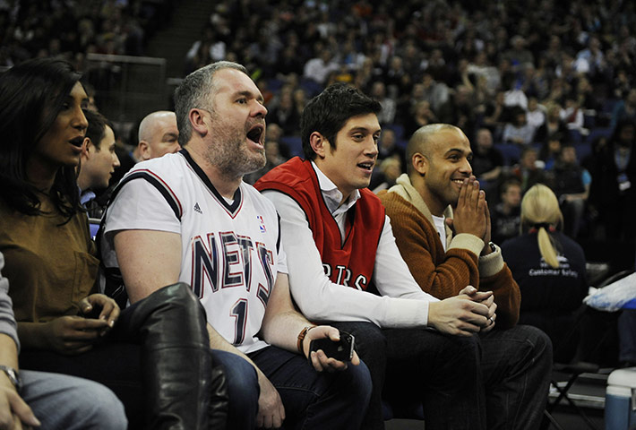 NBA: Nets fan Chris Moyles and Vernon Kay watch the match