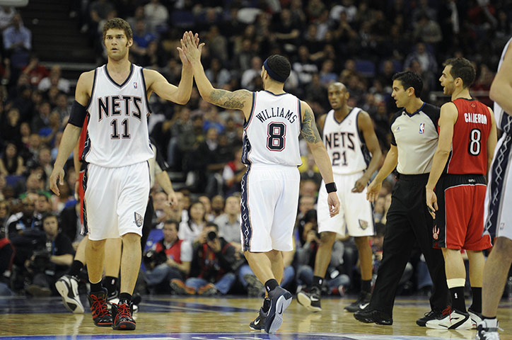 NBA: Lopez and Williams of New Jersey celebrate