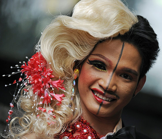 Sydney Mardi Gras: A participant prepares for the start of the Gay and Lesbian Mardi Gras 