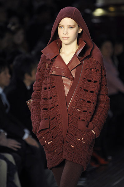 Paris Fashion week Sunday: A model presents a creation by Swiss fashion house Akris