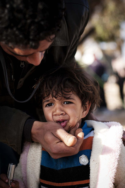 Children from Libya: Refugees camp at Tunisian border