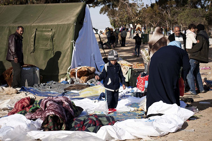 Children from Libya: Refugees camp at Tunisian border