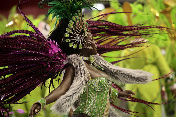 Rio carnival: a reveller from the Mangueira samba school