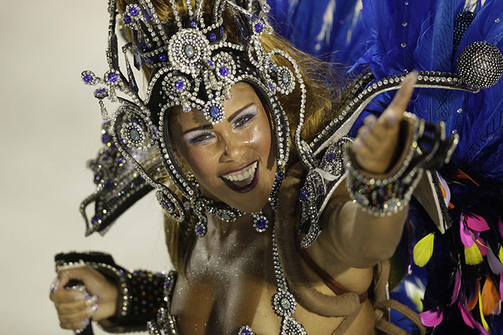 Rio carnival: a Portela samba school dancer performs during a Carnival parade 