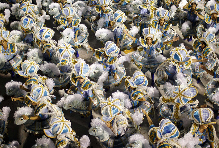 Rio Carnival Tuesday: Porto da Pedra samba school dancers perform